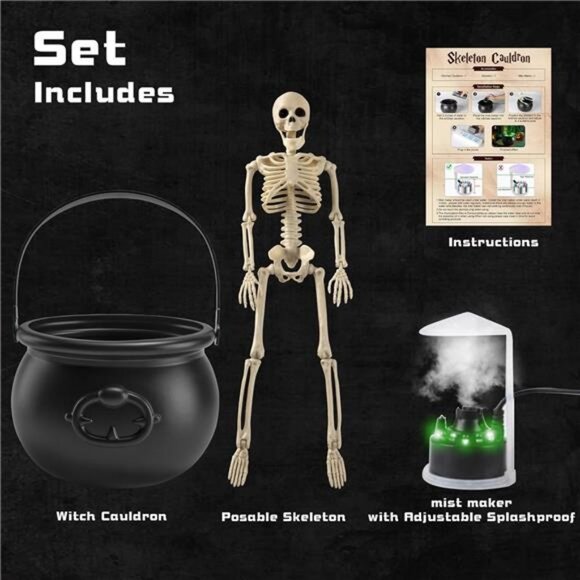 Halloween Decor - Cauldron Halloween Decor with Black Plastic Witches Cauldron - Picture 4 of 8